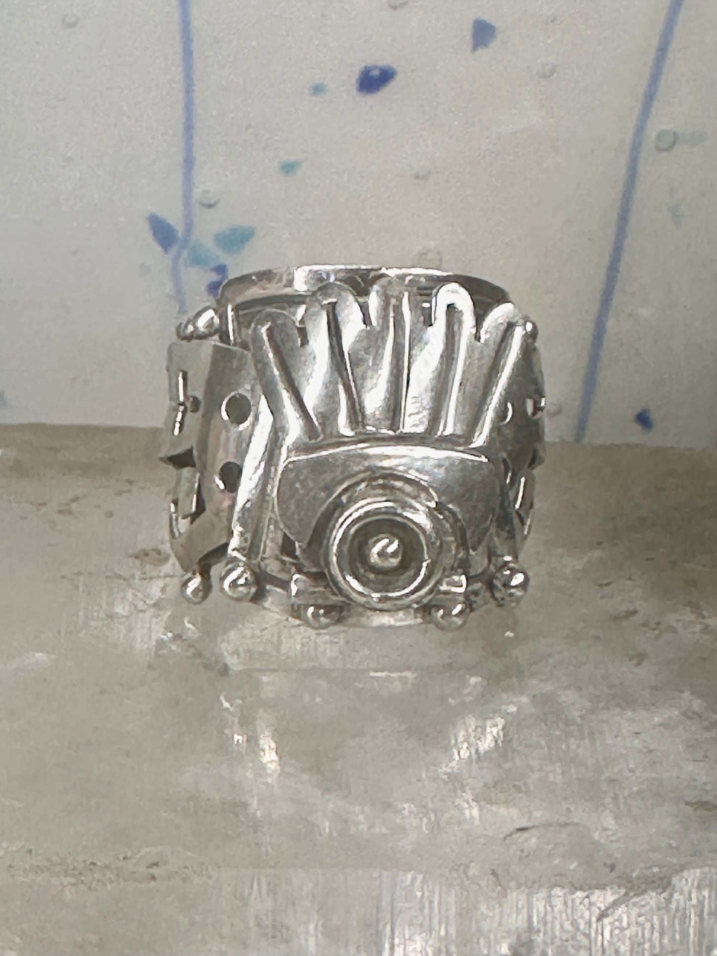 Poison ring Mexico Aztec Mayan in Great condition size 6.75 sterling silver women