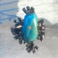 Turquoise ring long brutalist sterling silver size 9 women
