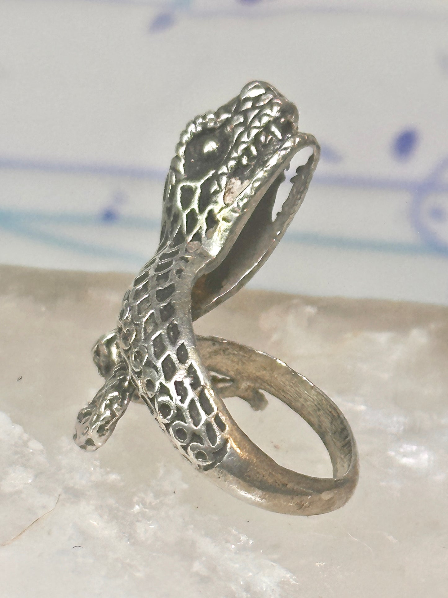 Vintage snake ring animal band size 5.5 sterling silver women