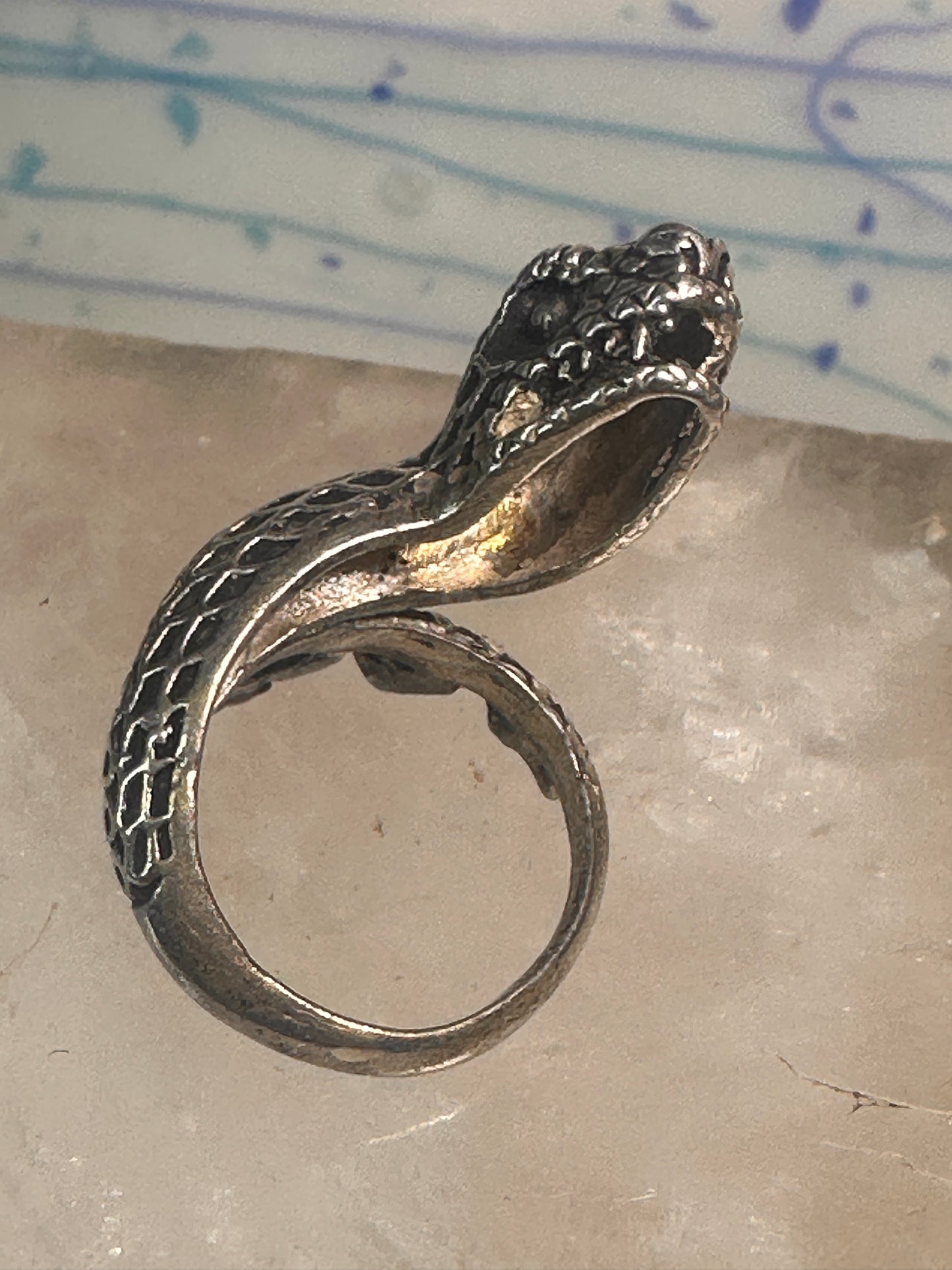 Vintage snake ring animal band size 5.5 sterling silver women