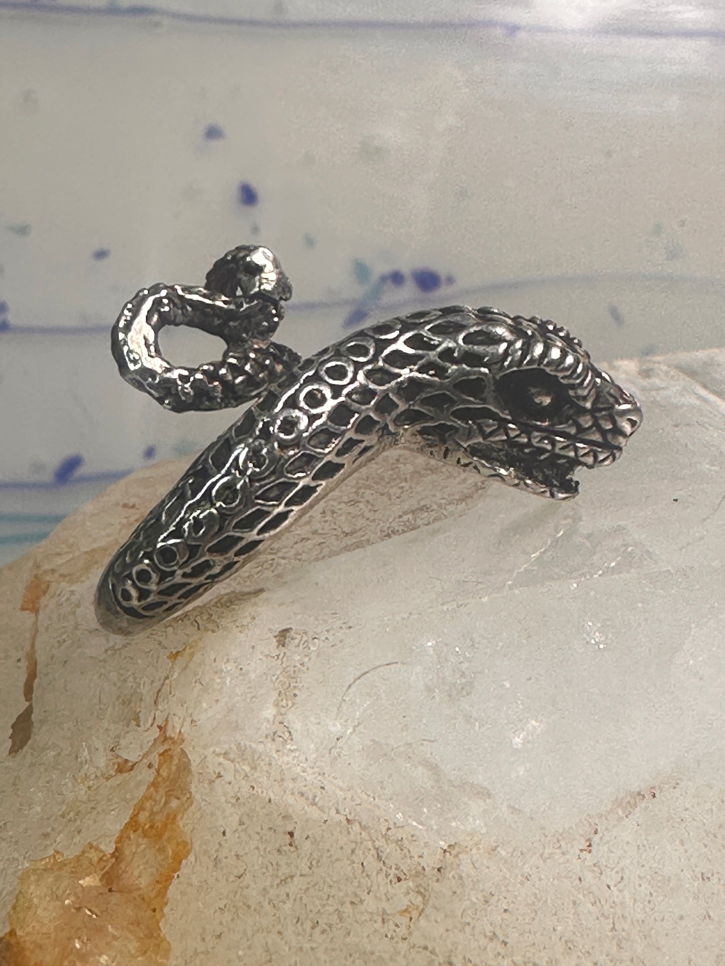 Vintage snake ring animal band size 5.5 sterling silver women