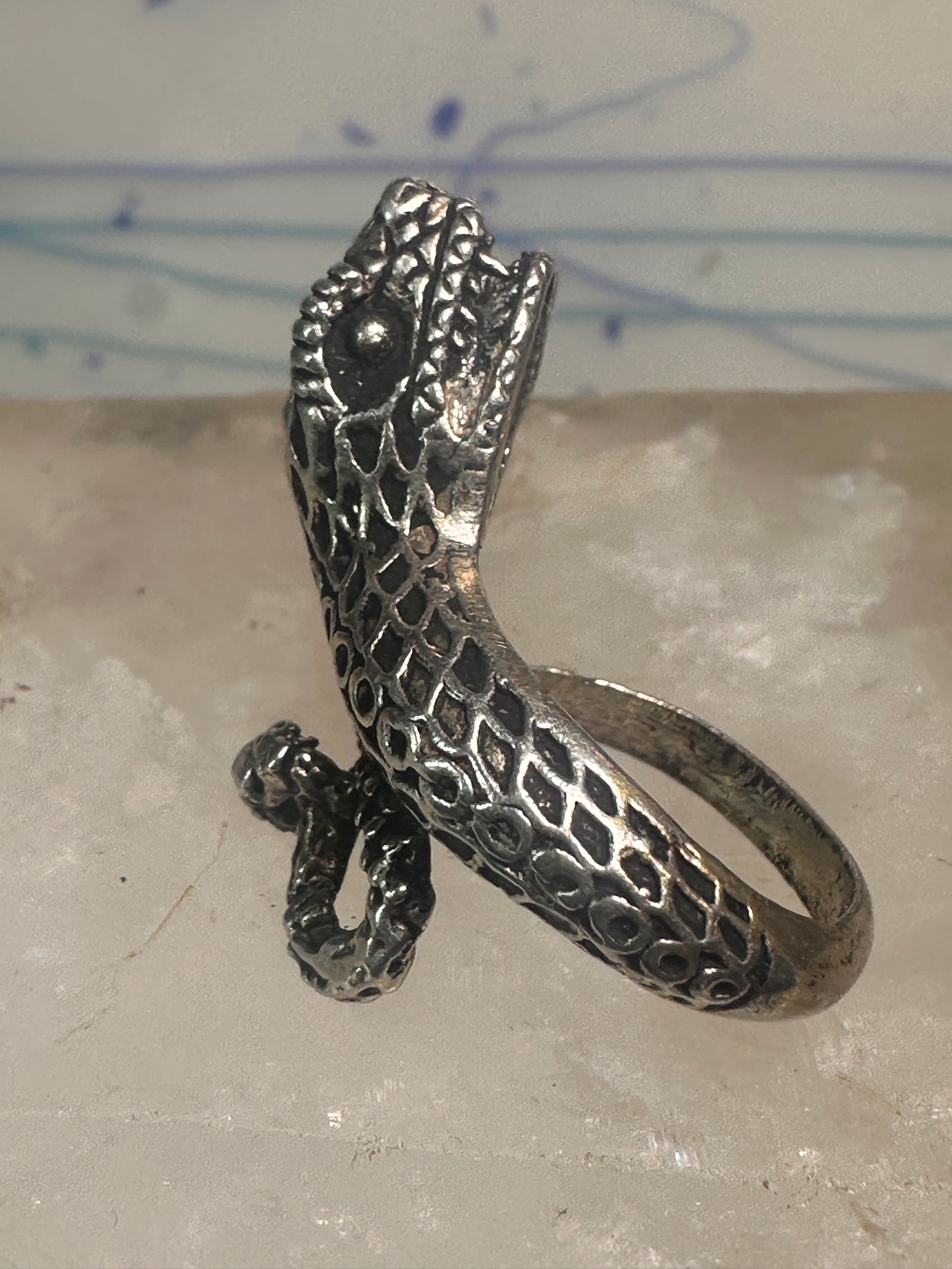 Vintage snake ring animal band size 5.5 sterling silver women