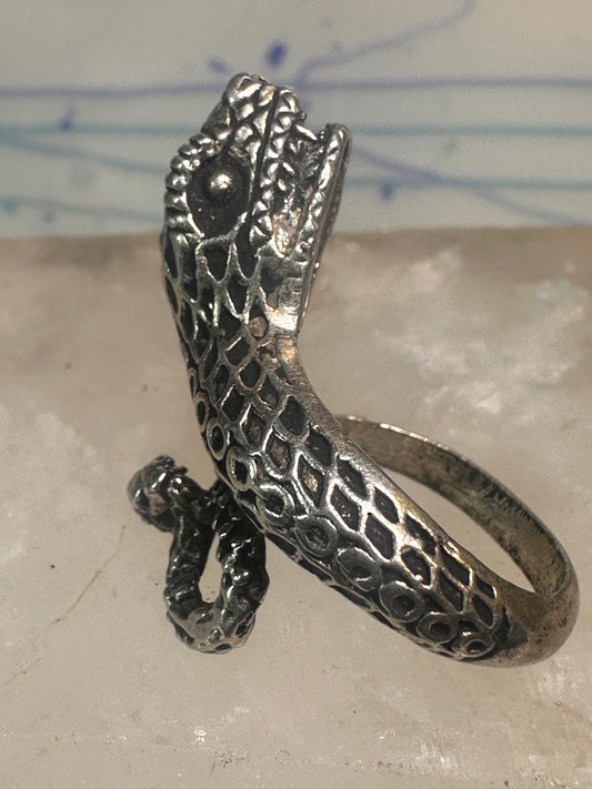 intage Sterling Silver Coiled Snake Serpent Wrap Ring - Size 5.