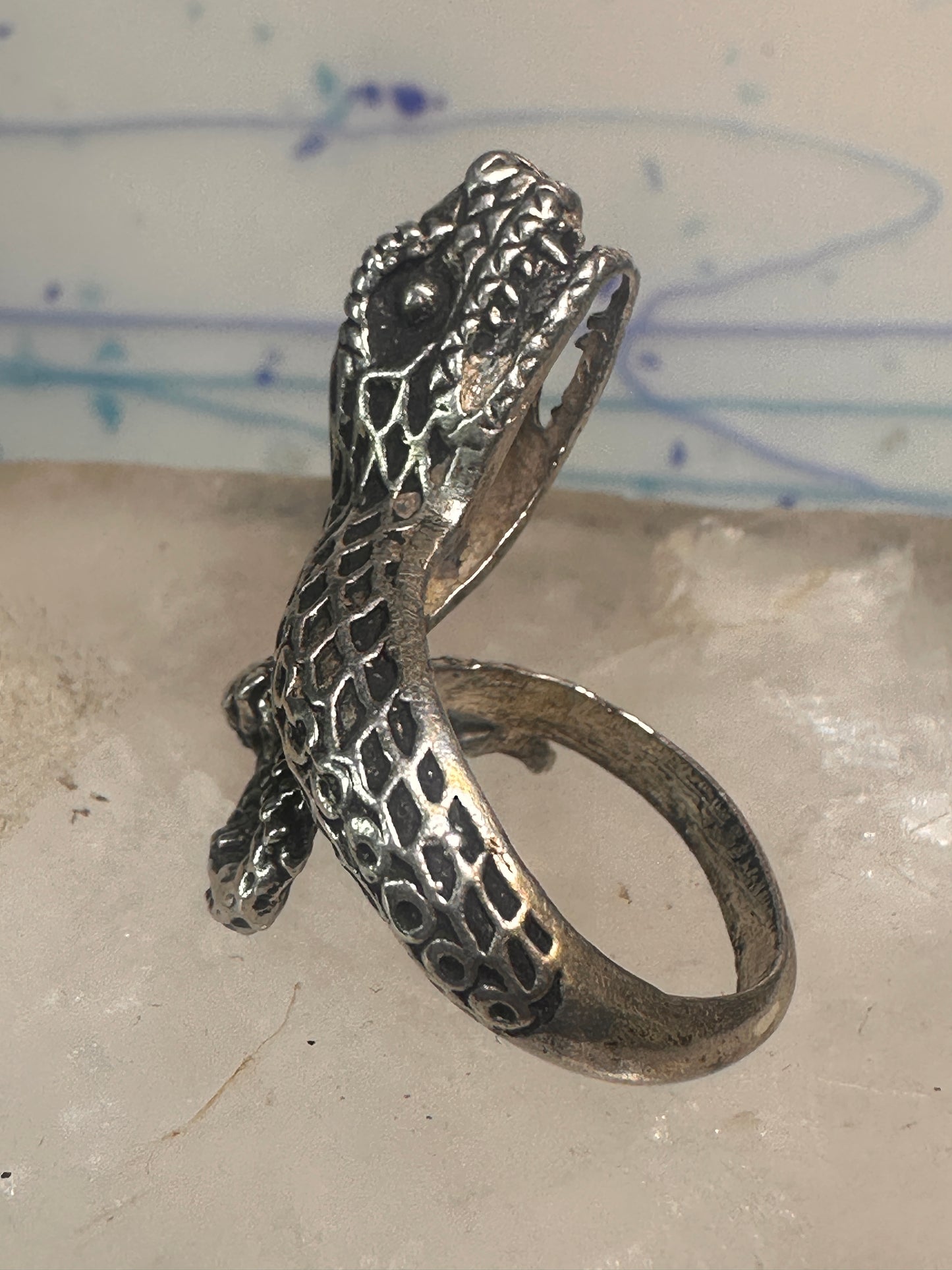 Vintage snake ring animal band size 5.5 sterling silver women