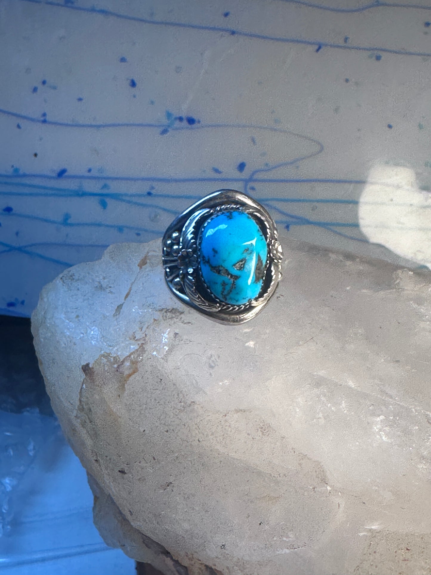 Navajo ring turquoise sterling silver band size 12.25 girls women