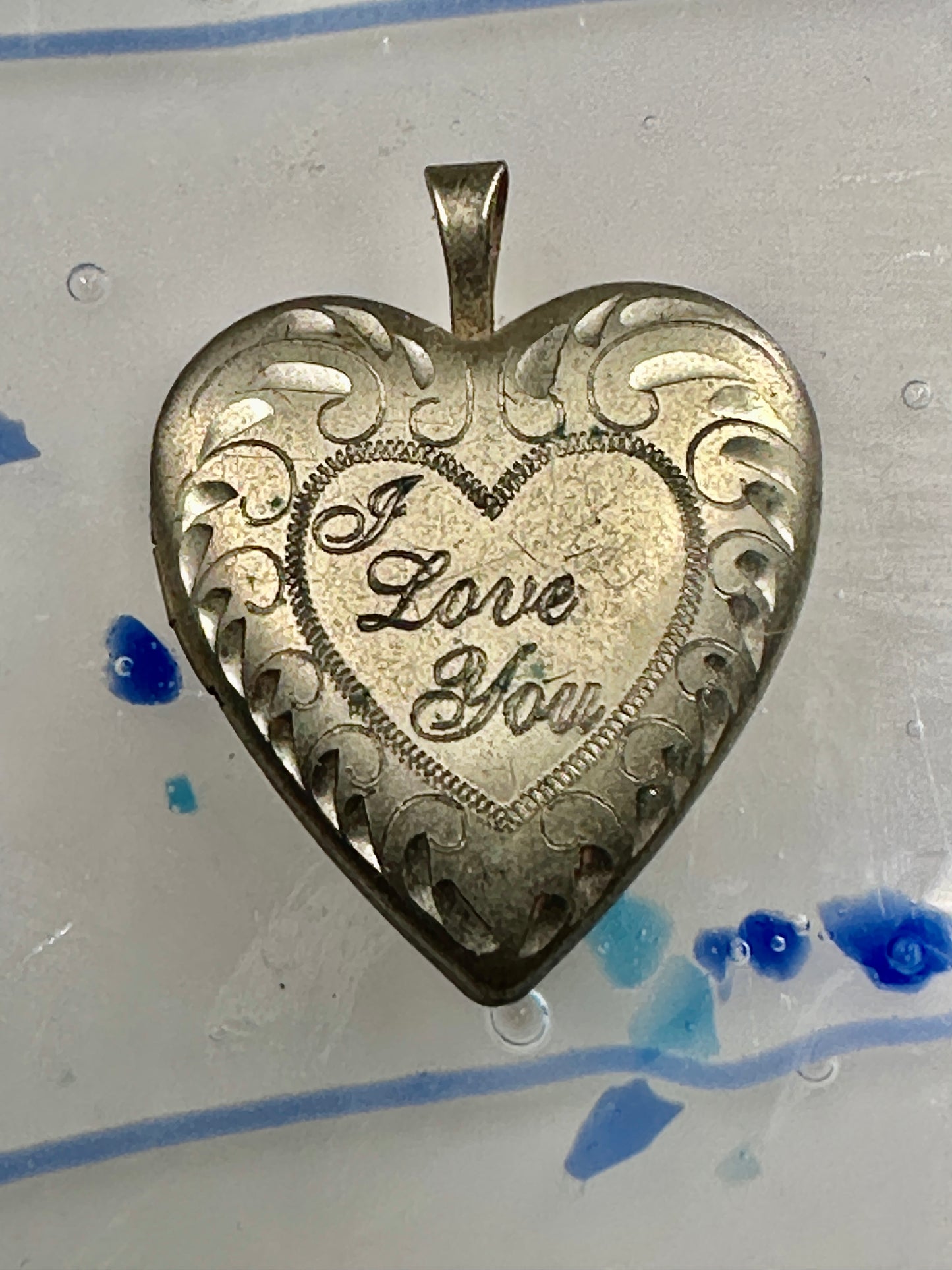 Heart I Love You Valentine Vintage Locket women 1/20 14K GF pendant