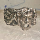 Man face ring brutalist band size 6.5 sterling silver women