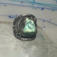 Navajo ring turquoise cigar band flowers leaves size 9.25 sterling silver women men