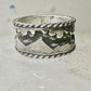 Mountains Clouds ring size 5 three D band southwest sterling silver women boys