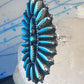 Zuni ring long turquoise petite point sterling silver size 10.50 women