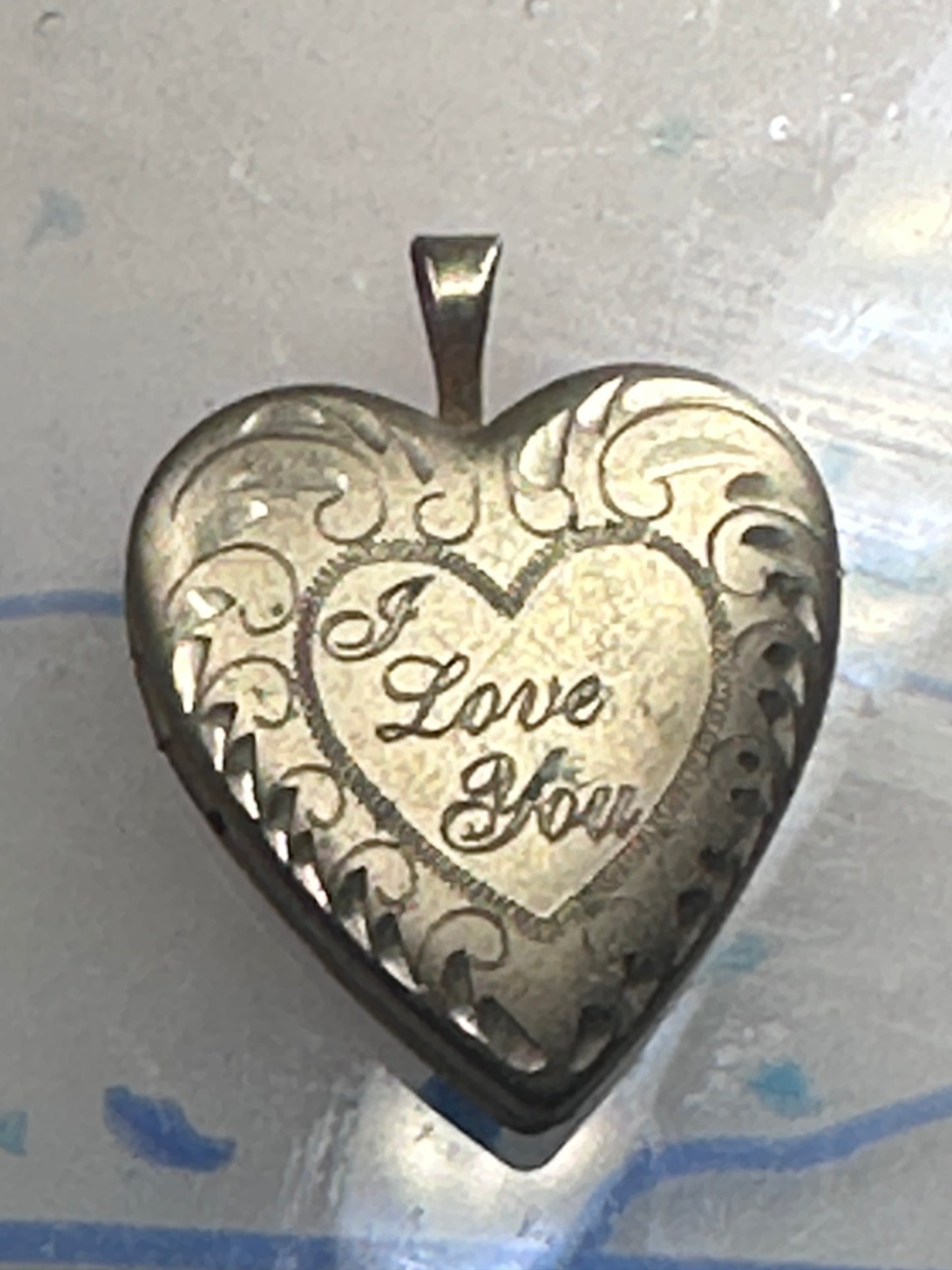 Heart I Love You Valentine Vintage Locket women 1/20 14K GF pendant