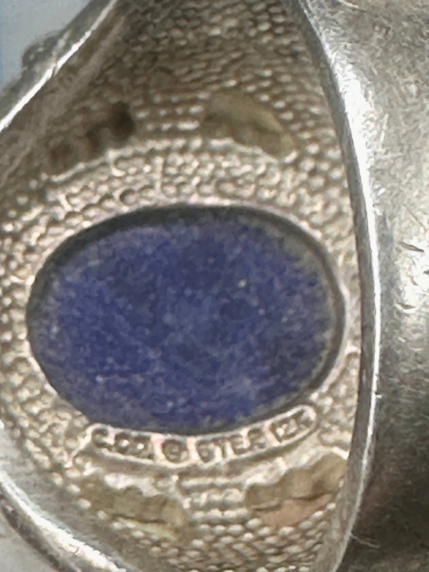 Blue Hills Gold ring Blue lapis band leaves size 9.75 sterling silver women men