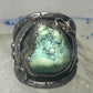 Navajo ring turquoise cigar band flowers leaves size 9.25 sterling silver women men
