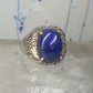 Blue Hills Gold ring Blue lapis band leaves size 9.75 sterling silver women men