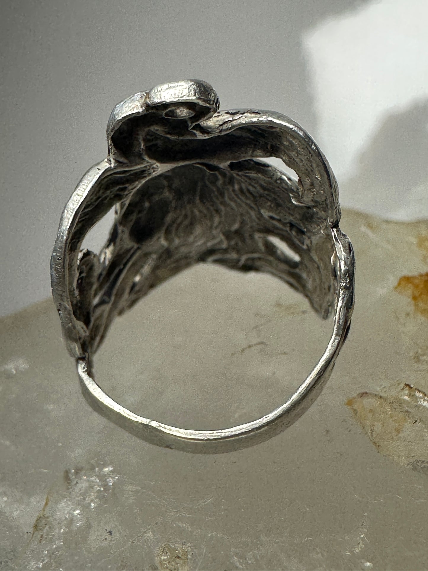 Face ring art deco band size 7.25 sterling silver women