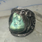 Navajo ring turquoise cigar band flowers leaves size 9.25 sterling silver women men