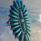 Zuni ring long turquoise petite point sterling silver size 10.50 women
