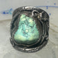 Navajo ring turquoise cigar band flowers leaves size 9.25 sterling silver women men