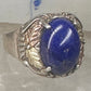 Blue Hills Gold ring Blue lapis band leaves size 9.75 sterling silver women men