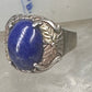Blue Hills Gold ring Blue lapis band leaves size 9.75 sterling silver women men