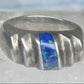 Vintage Mexican Sterling Silver Azurite Inlay Heavy Band Ring Size 8.25