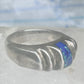 Vintage Mexican Sterling Silver Azurite Inlay Heavy Band Ring Size 8.25