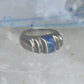 Vintage Mexican Sterling Silver Azurite Inlay Heavy Band Ring Size 8.25