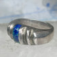 Vintage Mexican Sterling Silver Azurite Inlay Heavy Band Ring Size 8.25