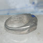 Vintage Mexican Sterling Silver Azurite Inlay Heavy Band Ring Size 8.25