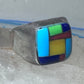 Turquoise ring Zuni inlay coral sterling silver size 9 women men