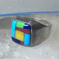 Turquoise ring Zuni inlay coral sterling silver size 9 women men