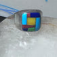 Turquoise ring Zuni inlay coral sterling silver size 9 women men