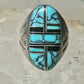 Navajo ring turquoise onyx size 9 sterling silver women men
