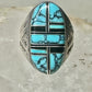 Navajo ring turquoise onyx size 9 sterling silver women men