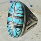 Navajo ring turquoise onyx size 9 sterling silver women men