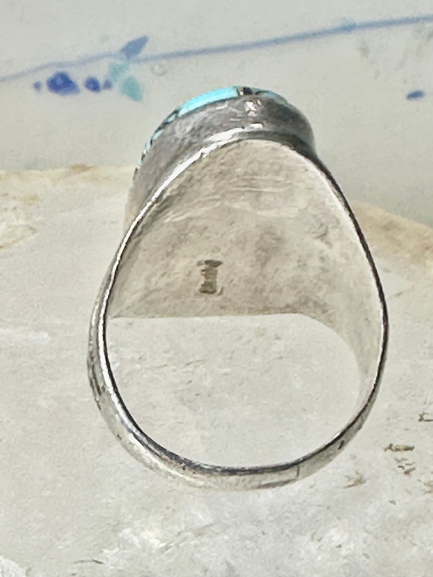 Navajo ring turquoise onyx size 9 sterling silver women men