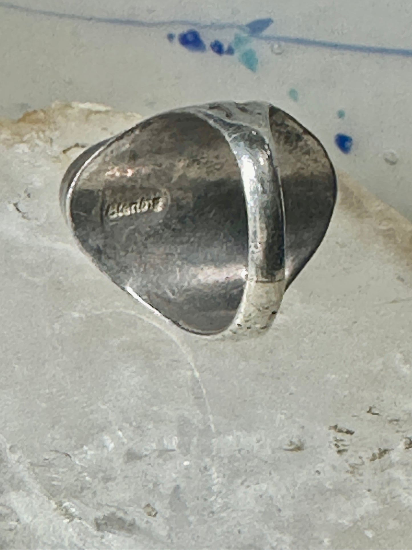 Navajo ring turquoise onyx size 9 sterling silver women men