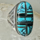 Navajo ring turquoise onyx size 9 sterling silver women men