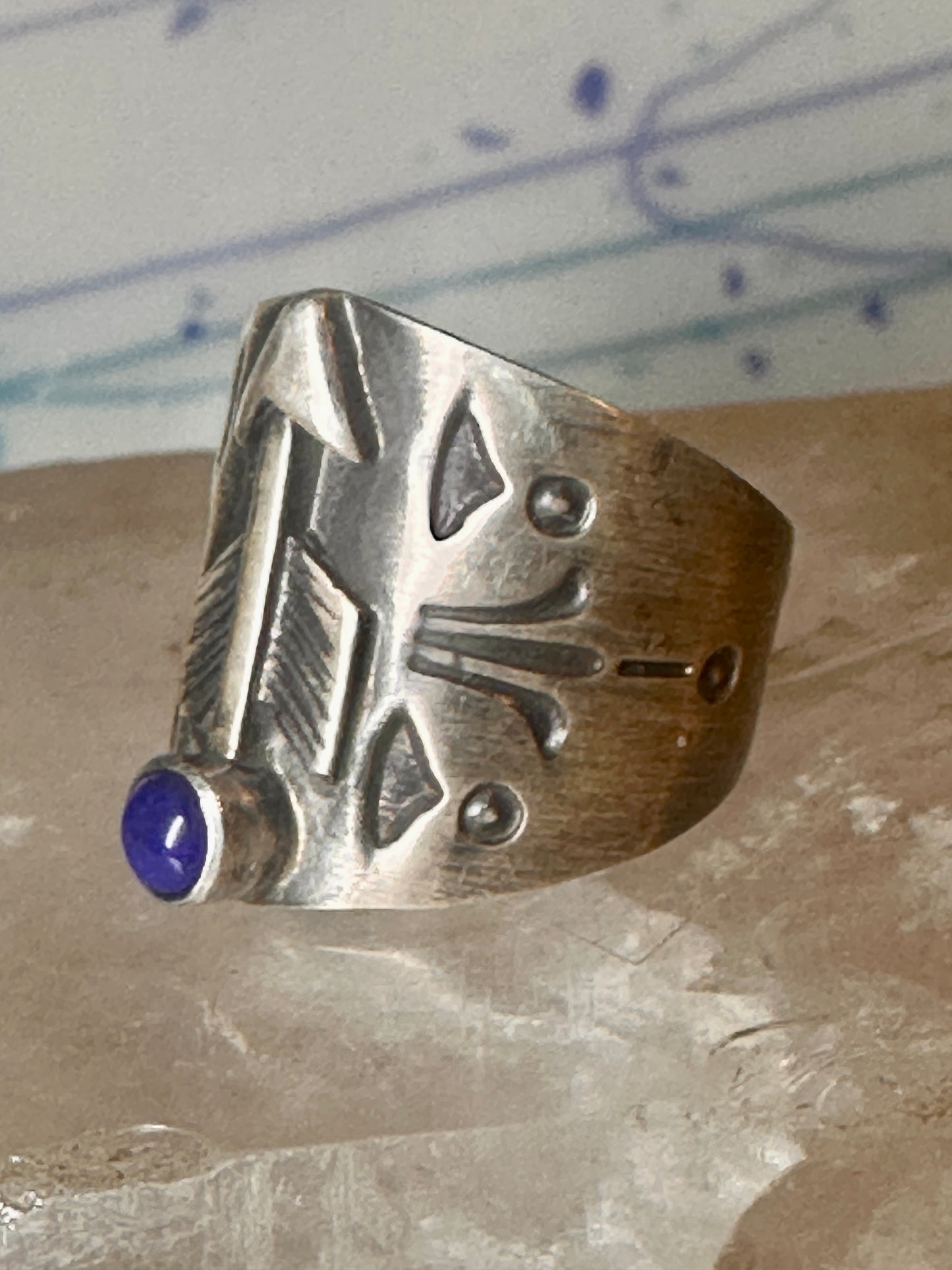 Vintage Southwest blue lapis lazuli arrow size 6.25 sterling silver women men