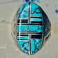 Navajo ring turquoise onyx size 9 sterling silver women men