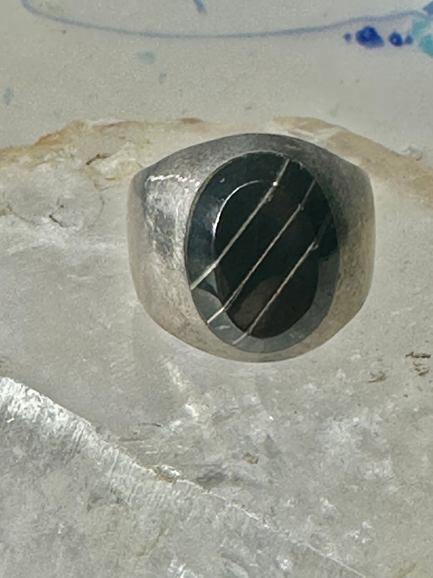 Onyx ring Taxco Mexico size 10 sterling silver women men