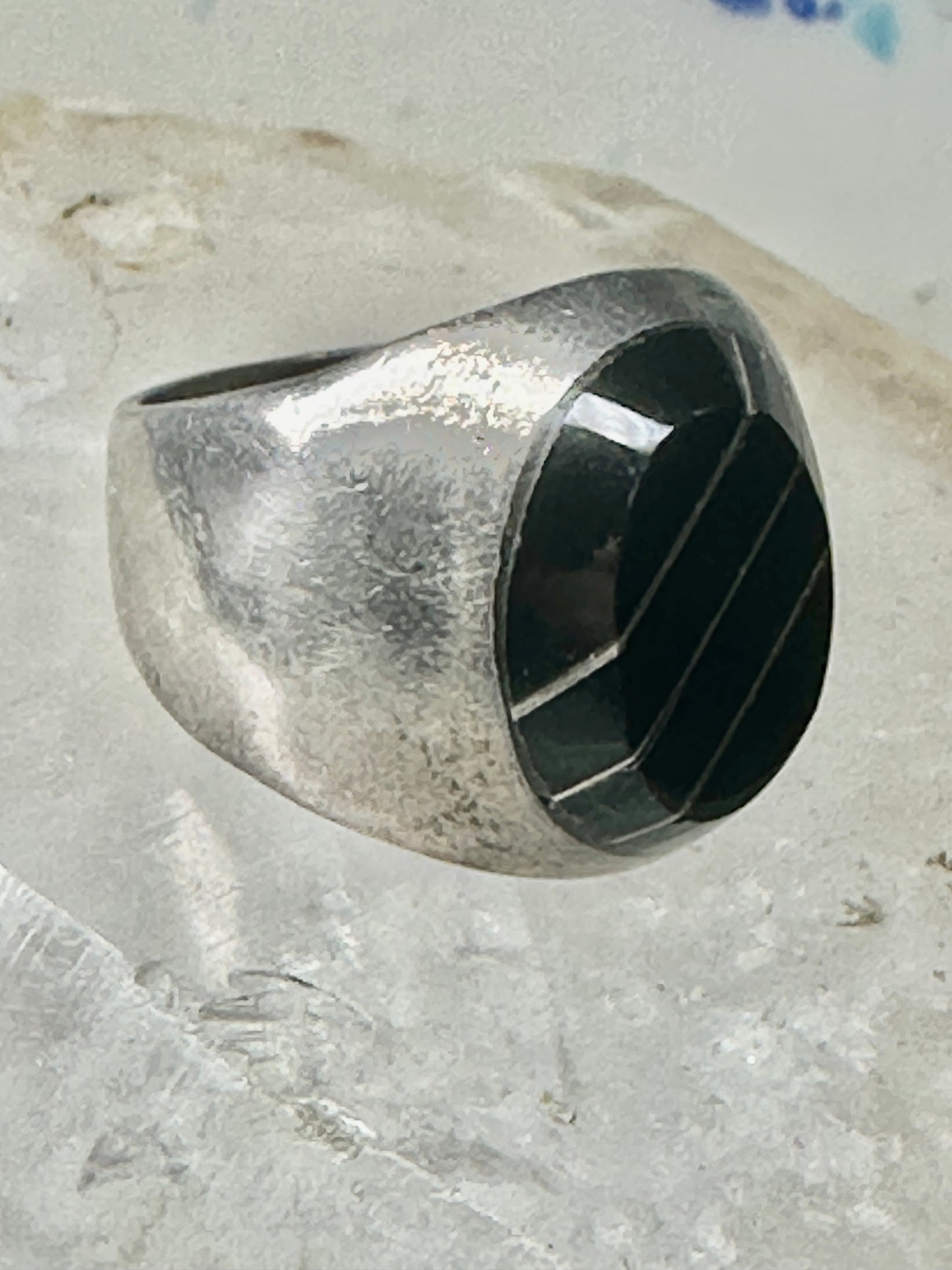 Onyx ring Taxco Mexico size 10 sterling silver women men
