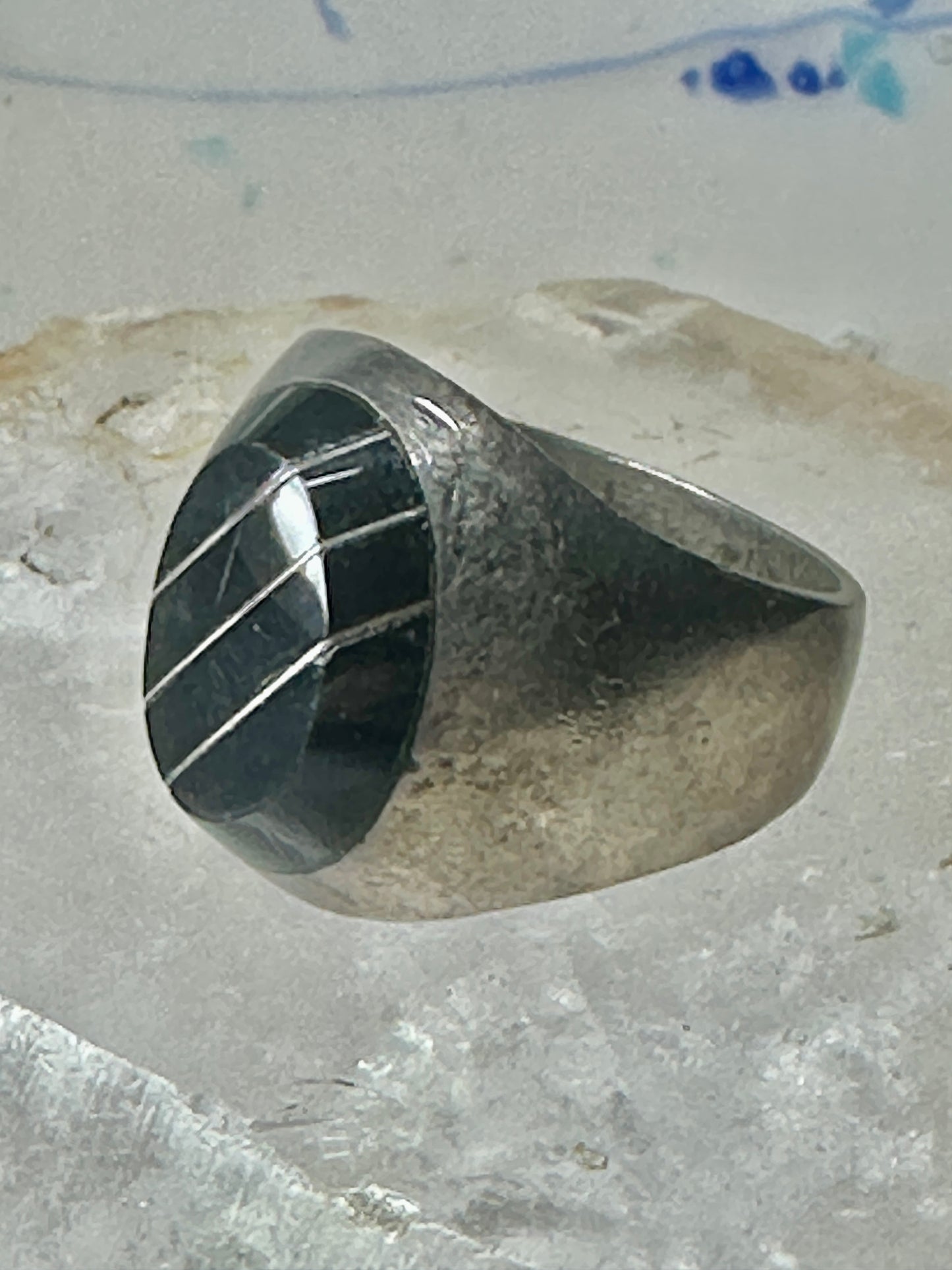 Onyx ring Taxco Mexico size 10 sterling silver women men