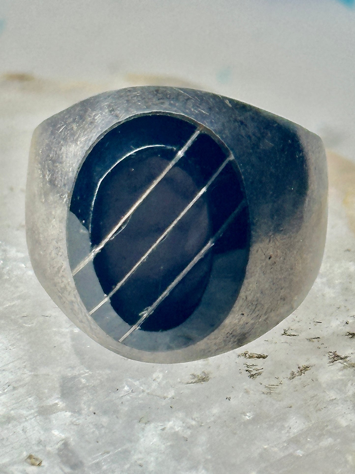 Onyx ring Taxco Mexico size 10 sterling silver women men