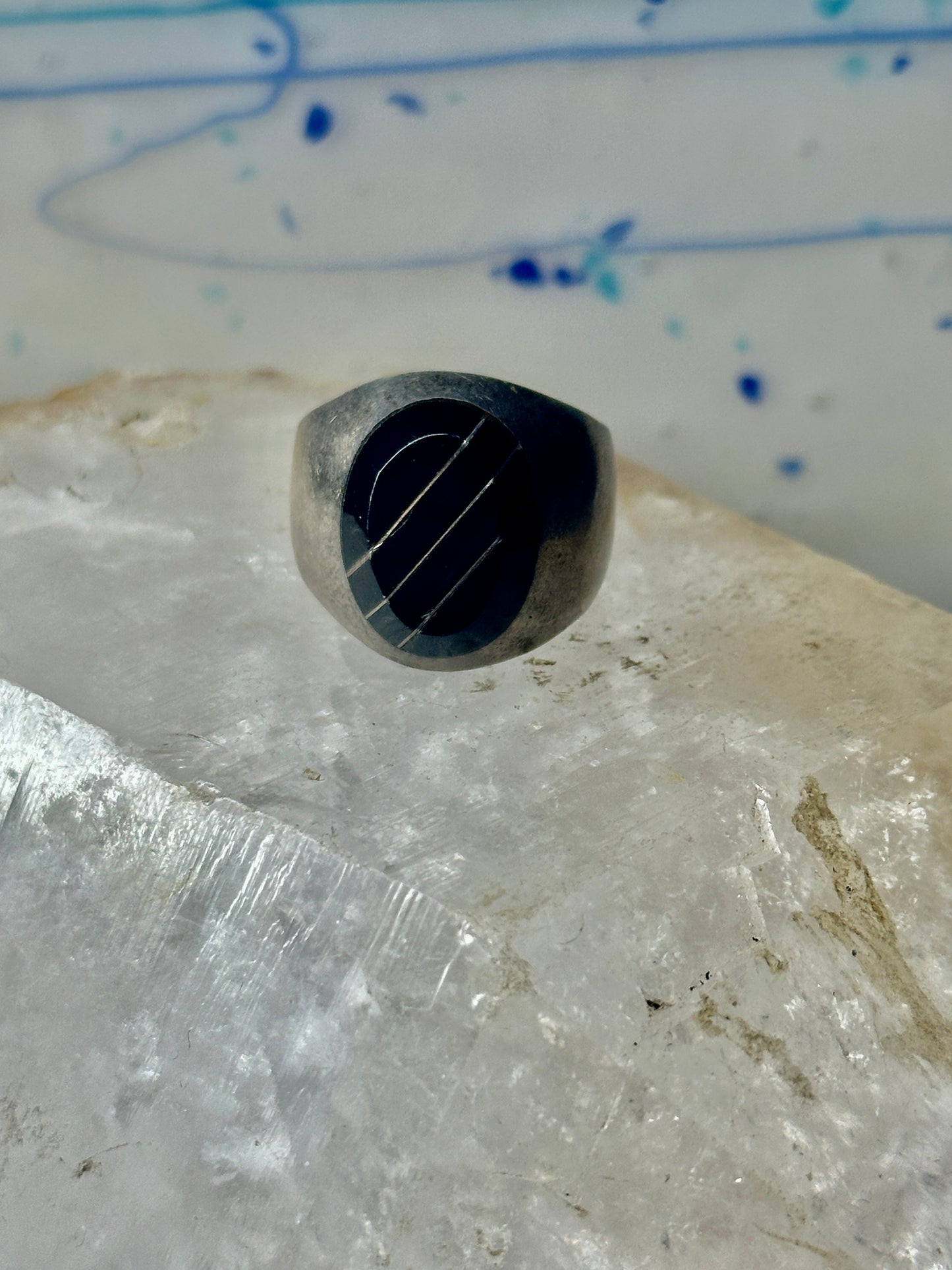 Onyx ring Taxco Mexico size 10 sterling silver women men