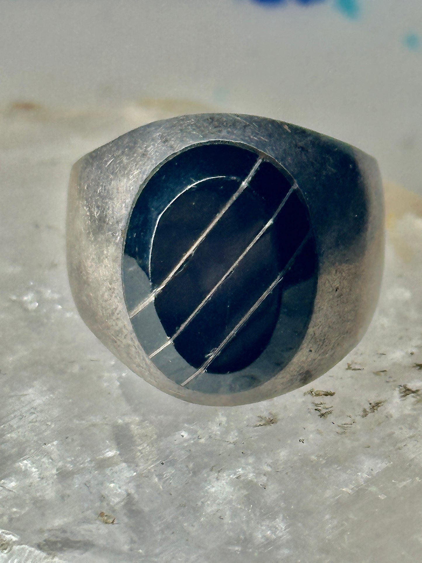 Onyx ring Taxco Mexico size 10 sterling silver women men