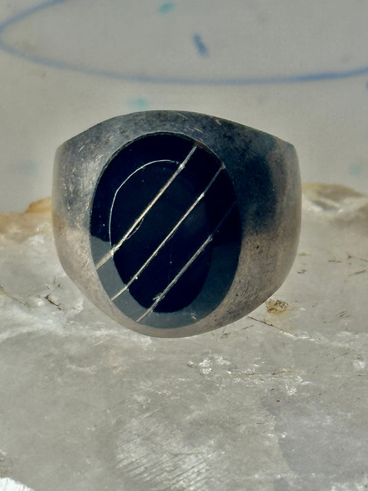 Onyx ring Taxco Mexico size 10 sterling silver women men