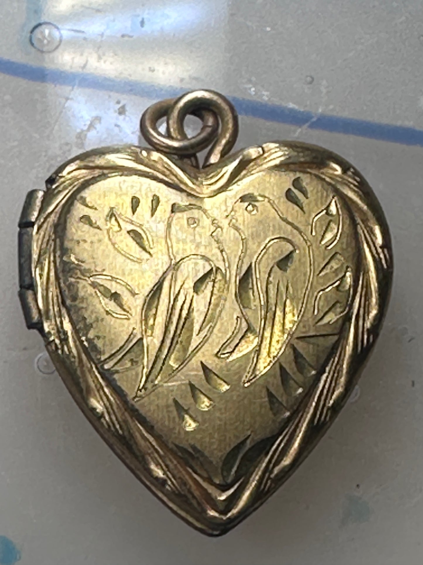 Heart Valentine Vintage Photo Locket floral leaves women 1/20 12K GF pendant