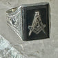 Masonic ring Mother of pearl Mason carved compass size 8.50 sterling silver women men