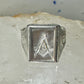 Masonic ring Mother of pearl Mason carved compass size 8.50 sterling silver women men